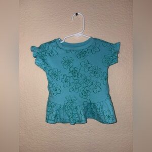 Cat & Jack Teal Floral Kids Blouse